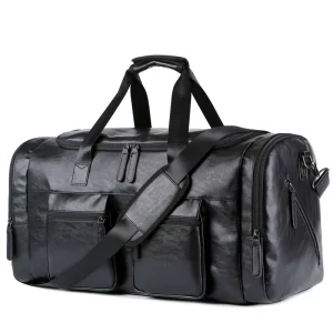 PU Leather Super Large Capacity Travel Bag for Men’s Business Travel Bag Portable One Shoulder Travel Luggage Bag
