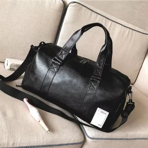 PU Leather Weekender Duffel Clothes Travel Storage Bag Men’s Leather Travel Bag Custom Logo With Shoes Bag