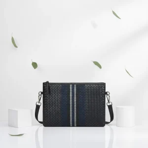 PU Leather Woven Men’s Shoulder Bags Multifunction Handbags Custom Solid Color Men Messenger Bags Simple Design Clutch Bags
