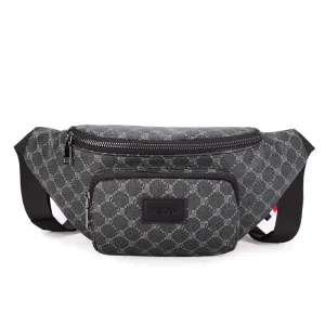 PU Men’s Waist Chest Bag Sports Cycling Phone Korean Style Shoulder Crossbody Zipper Closure Waterproof Business Travel