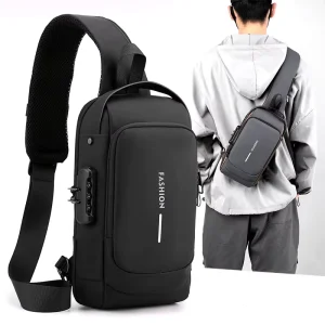 PU Messenger Bag Fashion Casual Custom Logo Polyester Anti-Theft Waterproof Men’s Large Capacity Shoulder Bag