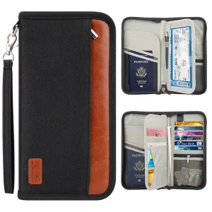 PU Minimalist Passport Bag Family Travel Organizer with RFID Blocker Portable Passport & ID Holder for Men and Women