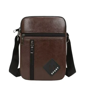 PU Waterproof Men’s Sling Crossbody Shoulder Bag with Zipper All Seasons