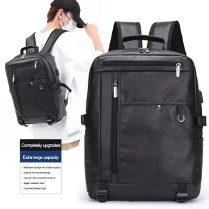 PU Waterproof Minimalist Men’s Large Capacity Multi-Functional Leisure Laptop Backpack Versatile Portable
