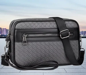 PU Woven Men’s Messenger Bags Waterproof Multifunctional Casual Men’s Clutch Bag Sacoche Homme