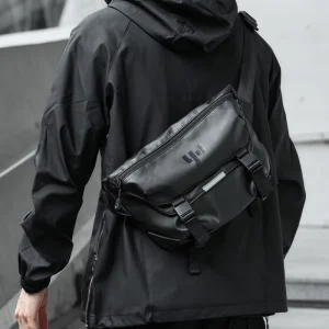 PVC Leather Crossbody Bags Sport Waterproof Unisex Cycling Zipper Camera Sling Chest Bag Custom Logo Men’s Messenger Bag