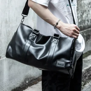 PVC Leather Travel Bags for Men Duffle Bag Outdoor Leather Men’s Travel Bag