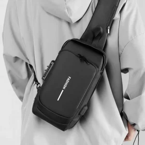 Password Locked Anti Theft Lightweight Nylon Men’s Crossbody Bag Waterproof Large Capacity Fashion Sports Shoulder Bag