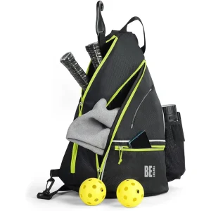 Pickleball Bag Men’s and Women’s Pickleball Bag Adjustable Sling Bag Large Capacity Safety Pocket Green