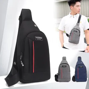 Polyester Black Portable Men’s Outdoor Sport Crossbody Custom Sling Bags for Chest