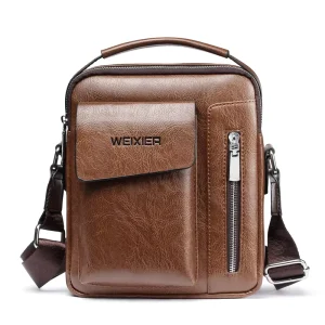 Custom Men Vintage PU Leather Business Single Shoulder Bag Crossbody Messenger Bag