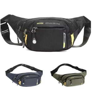 Portable Multi-Function Nylon Waist Fanny Bag for Men Custom Logo Crossbody Outdoor Sports Fishing Waist Bag for Travelling