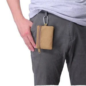 Portable Nylon Waterproof Mini Waist Keychain Credit Card Holder Bag with Zipper Men’s Casual Outdoor Tour Camping Hiking