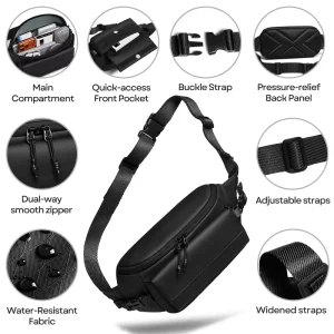 Portable Outdoor Sling Bag Magnet Quick Reach Front Pocket Multi Compartment Fit 9.7 Inch Tablet Carry on Travel Bag for Men