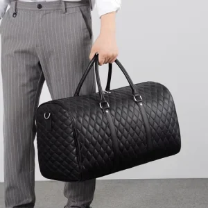 Portable Ultrasonic Quilted PVC Men’s Travel Duffel Bag for Business Sports Gym
