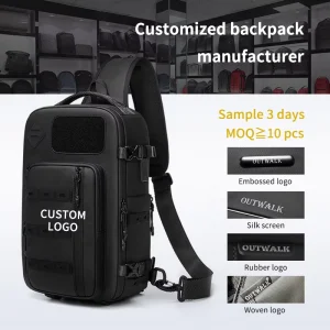 Portable Waterproof Sling Bag with Large Capacity Multi Compartment Dry Wet Separation Dual USB Charging Ports Men’s Chest Bag
