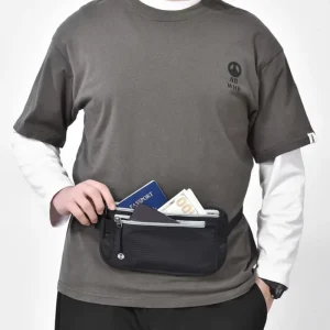 Pouch Waist Bag Nylon Outdoor Sports Hide Chest Bag Document & Coin Storage Pouch Passport Holder with RFID Blocking
