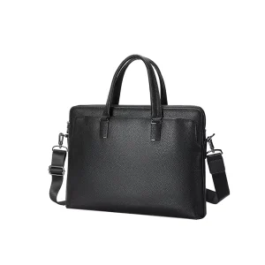 Premium Genuine Leather Men’s Hard Briefcase Multi-Compartment Business Travel Laptop Tote Waterproof & Anti-Theft