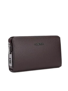 Premium Men’s Business Clutch Bag Dual Zipper Design Fingerprint Unlock Mobile Phone Holder Handbag