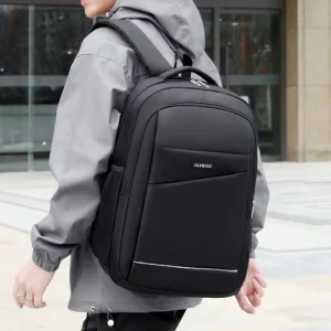 Printed Logo Breathable Polyester Men’s Oxford Backpack Air Cushion Straps Multifunctional Business Travel School
