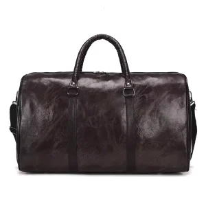 Private Label Vintage Men’s PU Leather Large Gym Bag Duffle Stylish Simple Brown Designer Vintage Style