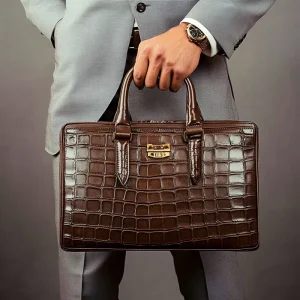 Product Manufacturer Genuine Leather Briefcase High End Men’s Laptop Bags Multi functional Crocodile Business Bag