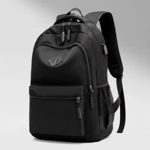 Professional Business Travel Backpack Oxford Zipper Letter Pattern Waterproof USB Charging Anti Theft Design
