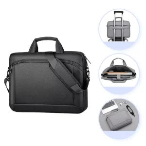Professional Laptop Bag Slim Briefcase with Padded Shoulder Strap and Handles