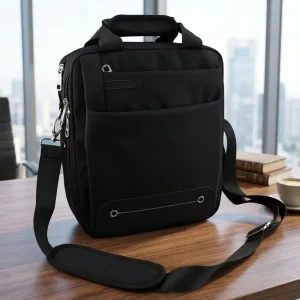 Professional Men’s Messenger Bag Multi Pocket Vertical Shoulder Bag Padded Strap Water Resistant Business Bag