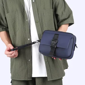 Professional Men’s Nylon Modern Waist Bag Portable Chest Bag Zipper Trendy Toiletry Cosmetic Multi-Function Handbag