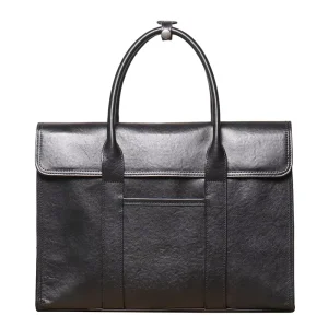 Professional Men’s Vintage Business Bag Genuine Leather Mochila Briefcase with Hard Laptop Carrier for Office Work
