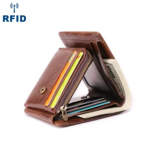 Purse Men Rfid Slim Wallet for Male Vintage Business Short Wallet Money Bag