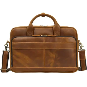 RAYLON Genuine Leather Men’s Bag 17.3 Inch Computer Handbag Business Bag for Commuting Travel Business