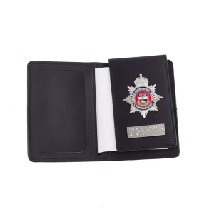RFID Anti Magnetic Business Style Handmade Passport Holder Metal Badge Card Bag Multi Card ID Bag Men’s PU Leather Wallet