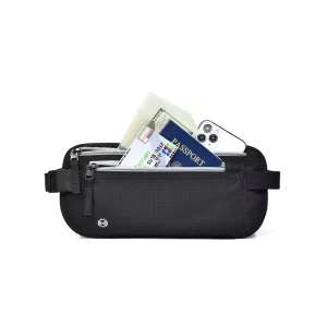 RFID Anti-Theft Nylon Waist Bag with Zipper Closure Waterproof Sports Travel Mobile Phone Storage for ID Passport Card