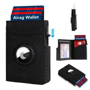 RFID Anti-Theft Swipe Bag with Tracker Credit Card Holder Business Men’s Multi-Card Slot Magnetic Buckle Passport ID
