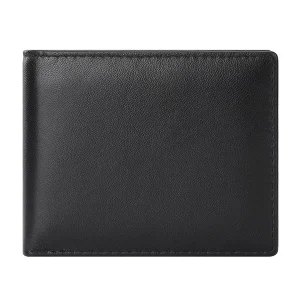 RFID Blocking Classical Black Leather Wallet for Men Slim Credit Card Holder Front Pocket Leather Short Bifold Men’s Wallet