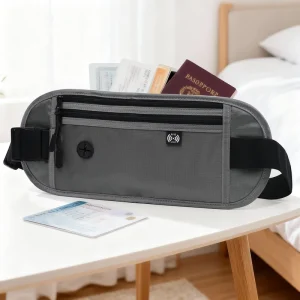 RFID Card Holder Wallet Close-fitting Fanny Pack with Passport Holder Document Waist Bags for Men Women