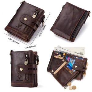RFID Genuine Cowhide Leather Luxury Purse Casual Small Mini Leather Wallets Vintage Gents Mens Slim Wallet