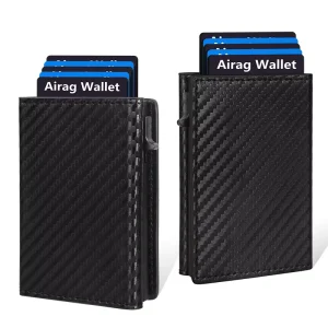RFID Men Wallet Credit Card Holder Carbon Fiber ID Bank Cardholder Coin Purse Black Minimalist Wallet