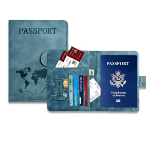RFID Travel Passport Holder Bag for Family Large Waterproof Travel Passport Wallet Holder for Men Women Lightweight Portable