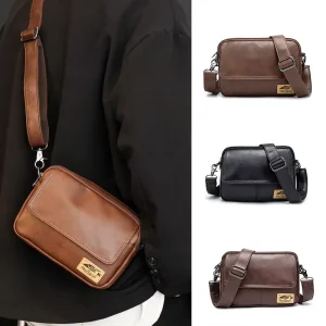RMOVE Luxury Men’s Crossbody Bag Letter Design PU Leather Messenger Bag Waterproof Business Shoulder Bag for Men Travel Handbags