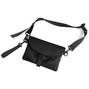 RTS Fashion Mens Slim Messenger Shoulder Bag Black Unisex Nylon Handbag with Removable Strap Multi Pockets