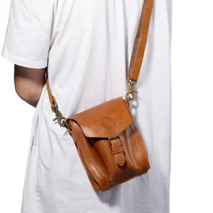 Real Leather Crossbody Shoulder Bag for Men Daily Use Vintage Style Genuine Cowhide Crazy Horse Leather Sling Bag Customizable