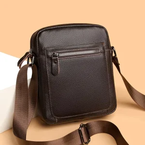 Real Leather Men’s Crossbody Bag Waterproof Anti Scratch Shoulder Bag Multi Compartment Messenger Bag