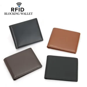 Real Leather Men’s Wallet RFID Anti theft Brush Multi color Short Wallet Genuine Leather Wallet