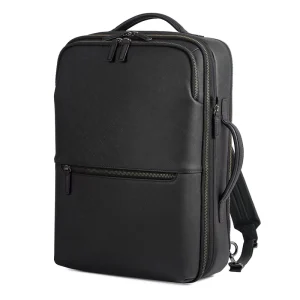Real Saffiano Leather Men’s Backpack Urban Laptop Shoulder Bag