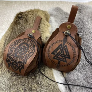 Renaissance PU Leather Cosplay Festival Faire Costume Props Travel Mini Costume Accessories Wallet Leather Money Pouch Bag