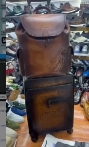 Retro Antique Handmade Color Rubbing Travel Bag Men’s Leather Handbag Travel Box New Style Large Storage Capacity