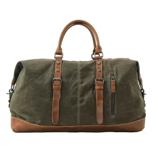 Retro Canvas Leather Overnight Bag Spacious Travel Duffle with Leather for Weekend Trips Men’s Business Travel Weekender Bag